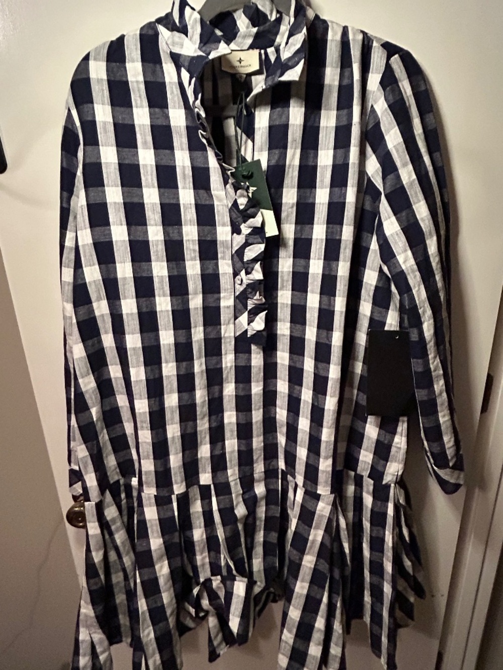 Tuckernuck Tate Navy Gingham Check Mini Dress XL